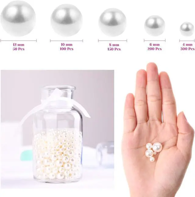 Alt view image 4 of 7 - Pearl Beads, Anezus 800pcs Ivory Pearl Craft Beads Loose Pearls for Jewelry Making, Crafts, Decoration and Vase Filler (Assorted Sizes)
