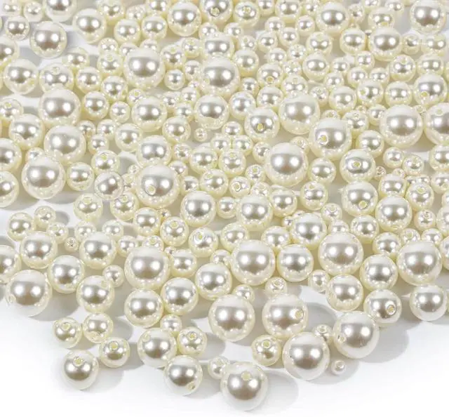 Alt view image 5 of 7 - Pearl Beads, Anezus 800pcs Ivory Pearl Craft Beads Loose Pearls for Jewelry Making, Crafts, Decoration and Vase Filler (Assorted Sizes)