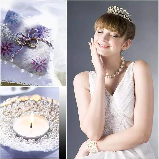 Alt view image 7 of 7 - Pearl Beads, Anezus 800pcs Ivory Pearl Craft Beads Loose Pearls for Jewelry Making, Crafts, Decoration and Vase Filler (Assorted Sizes)
