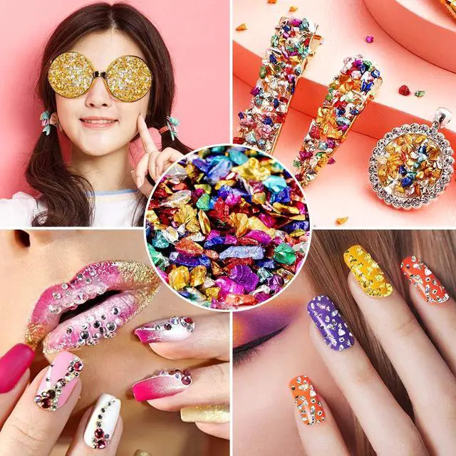 Alt view image 4 of 7 - 12 Box Crushed Glass Craft Glitter Fine for Resin Art, Small Broken Glass Pieces Irregular Metallic Crystal Chips Chunky Flakes Sequins for Nail Arts DIY Vase Filler Epoxy Jewelry Making Decoration