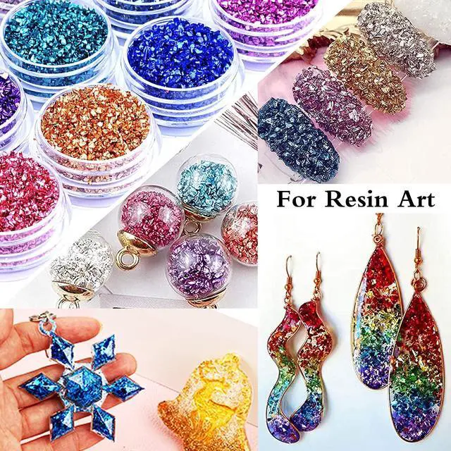 Alt view image 5 of 7 - 12 Box Crushed Glass Craft Glitter Fine for Resin Art, Small Broken Glass Pieces Irregular Metallic Crystal Chips Chunky Flakes Sequins for Nail Arts DIY Vase Filler Epoxy Jewelry Making Decoration