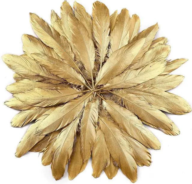 Alt view image 2 of 7 - Larryhot Large Gold Goose Feathers Bulk for Crafts,60Pcs,6-8inch