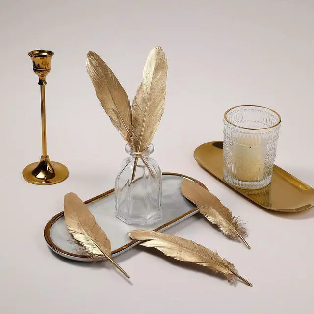 Alt view image 3 of 7 - Larryhot Large Gold Goose Feathers Bulk for Crafts,60Pcs,6-8inch