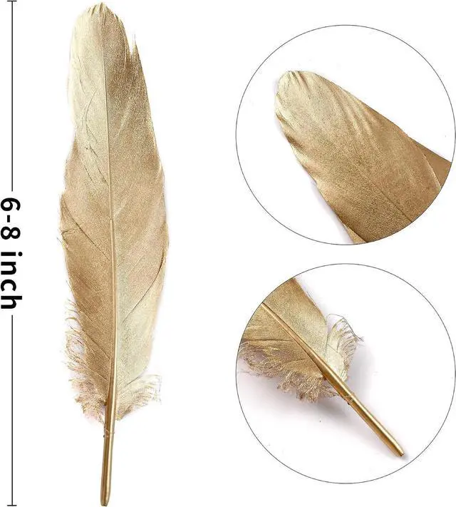 Alt view image 5 of 7 - Larryhot Large Gold Goose Feathers Bulk for Crafts,60Pcs,6-8inch