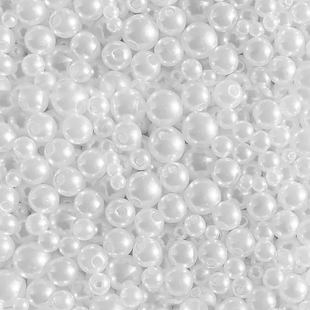 Main image of 1500pcs Pearl Beads for Jewelry Making, 4mm 6mm 8mm 10mm Round Loose Pearls Beads with Hole, Bracelet Pearls for Crafts, White Pearls for Jewelry Making