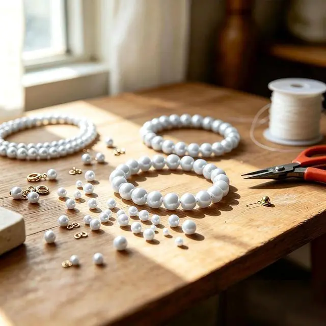 Alt view image 5 of 7 - 1500pcs Pearl Beads for Jewelry Making, 4mm 6mm 8mm 10mm Round Loose Pearls Beads with Hole, Bracelet Pearls for Crafts, White Pearls for Jewelry Making