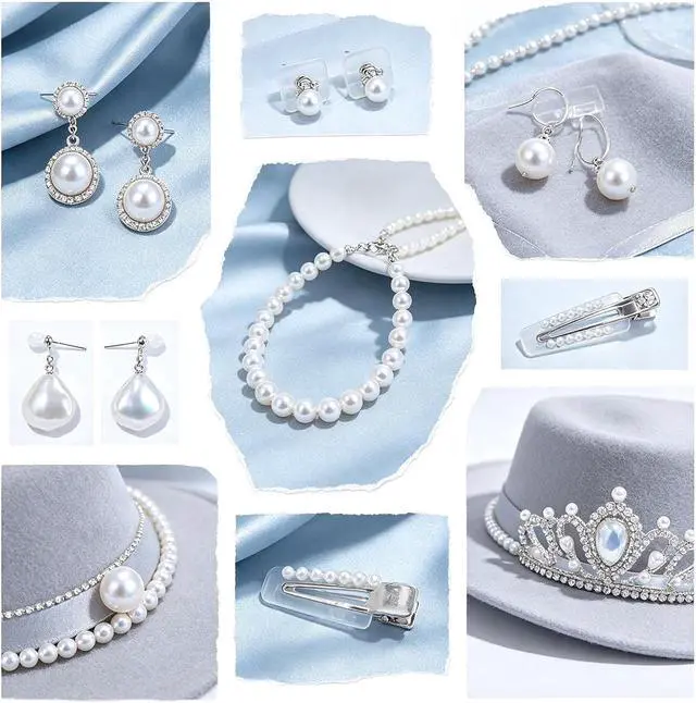 Alt view image 6 of 7 - 1500pcs Pearl Beads for Jewelry Making, 4mm 6mm 8mm 10mm Round Loose Pearls Beads with Hole, Bracelet Pearls for Crafts, White Pearls for Jewelry Making