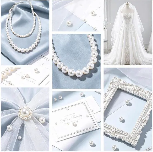 Alt view image 7 of 7 - 1500pcs Pearl Beads for Jewelry Making, 4mm 6mm 8mm 10mm Round Loose Pearls Beads with Hole, Bracelet Pearls for Crafts, White Pearls for Jewelry Making