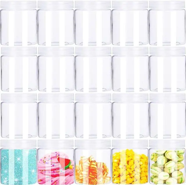 Main image of 20 Pack 4oz Clear Slime Containers,Round Plastic Cosmetic Jars with Lids
