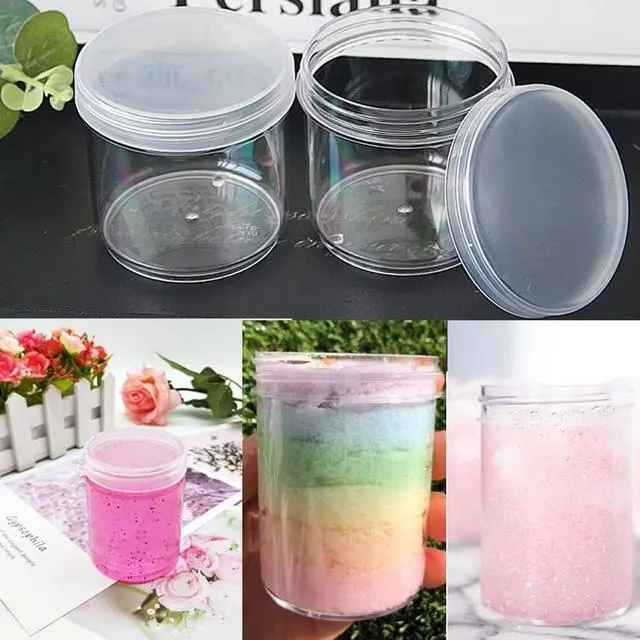 Alt view image 4 of 7 - 20 Pack 4oz Clear Slime Containers,Round Plastic Cosmetic Jars with Lids
