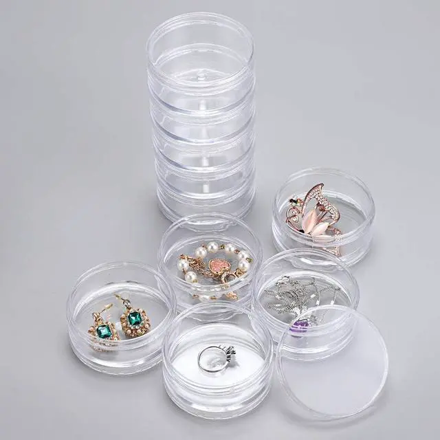 Alt view image 3 of 6 - Hipiwe 2 Packs 5-Slot Clear Plastic Storage Jars Jewelry Beads Organizer