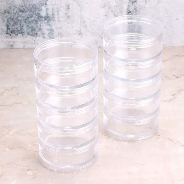 Alt view image 2 of 6 - Hipiwe 2 Packs 5-Slot Clear Plastic Storage Jars Jewelry Beads Organizer
