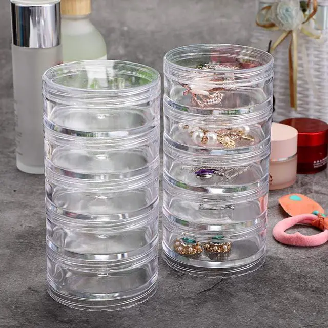 Alt view image 4 of 6 - Hipiwe 2 Packs 5-Slot Clear Plastic Storage Jars Jewelry Beads Organizer