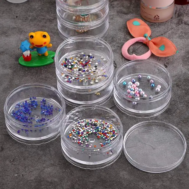 Alt view image 5 of 6 - Hipiwe 2 Packs 5-Slot Clear Plastic Storage Jars Jewelry Beads Organizer