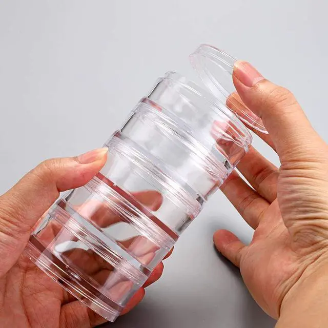 Alt view image 6 of 6 - Hipiwe 2 Packs 5-Slot Clear Plastic Storage Jars Jewelry Beads Organizer