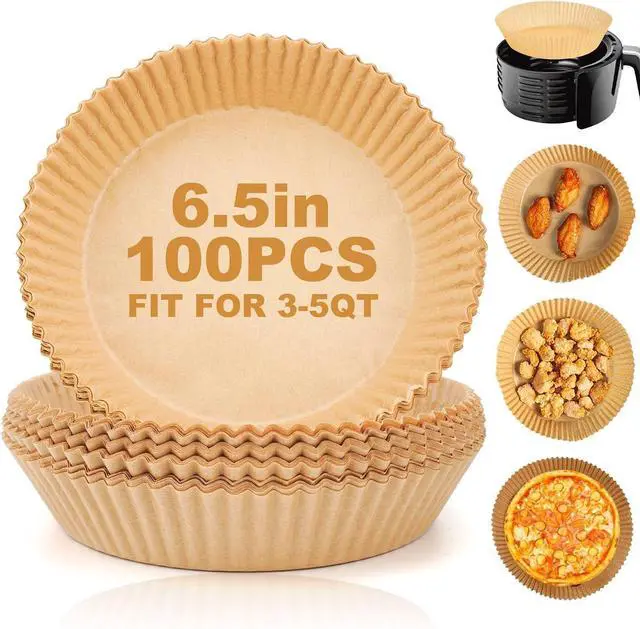 Main image of Air Fryer Liners Disposable, 100Pcs Parchment Paper 6.5" Round for 3-5QT