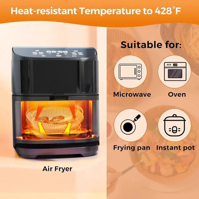 Alt view image 5 of 7 - Air Fryer Liners Disposable, 100Pcs Parchment Paper 6.5" Round for 3-5QT