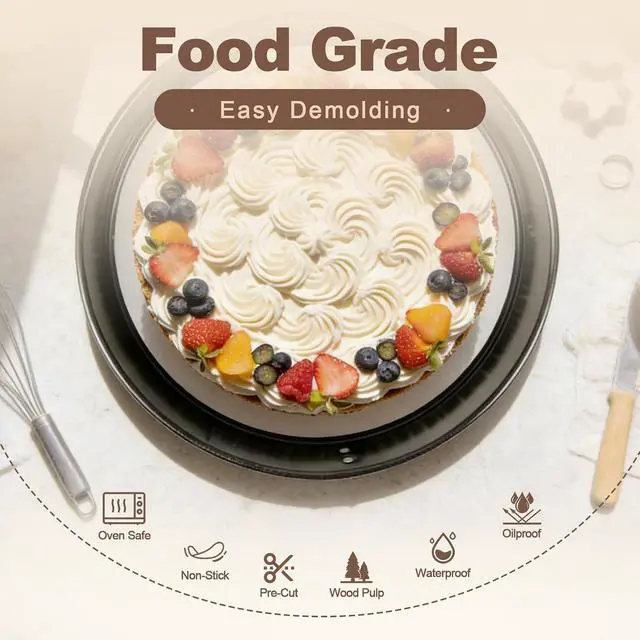 Alt view image 3 of 7 - 100 Pcs 8" Round Parchment Paper, Precut Non-Stick Oven-Safe Baking Parchment Rounds for Cake, Springform Pan, Tortilla Press, Pizza Pan and Air Fryer