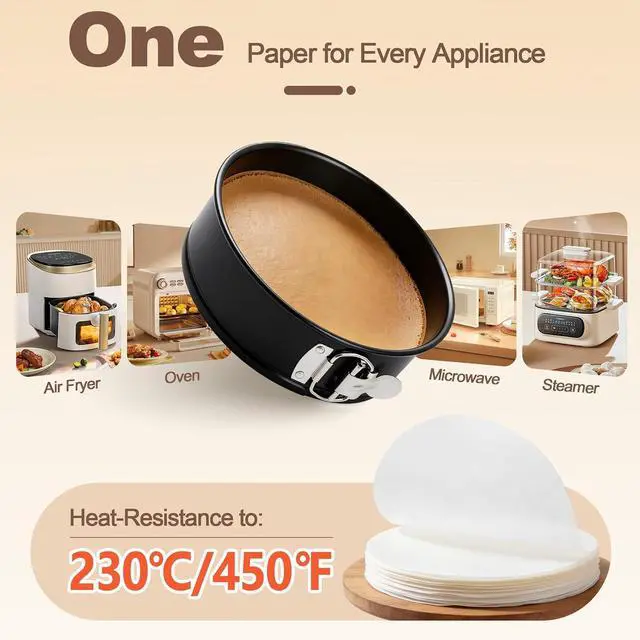 Alt view image 6 of 7 - 100 Pcs 8" Round Parchment Paper, Precut Non-Stick Oven-Safe Baking Parchment Rounds for Cake, Springform Pan, Tortilla Press, Pizza Pan and Air Fryer