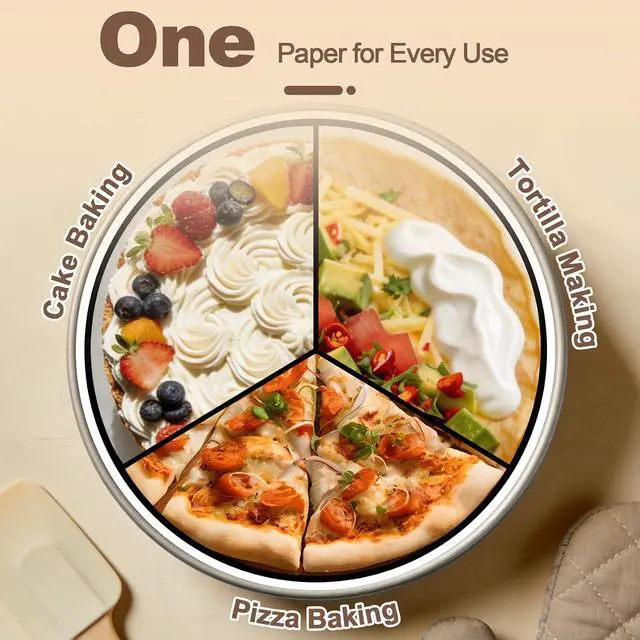 Alt view image 7 of 7 - 100 Pcs 8" Round Parchment Paper, Precut Non-Stick Oven-Safe Baking Parchment Rounds for Cake, Springform Pan, Tortilla Press, Pizza Pan and Air Fryer
