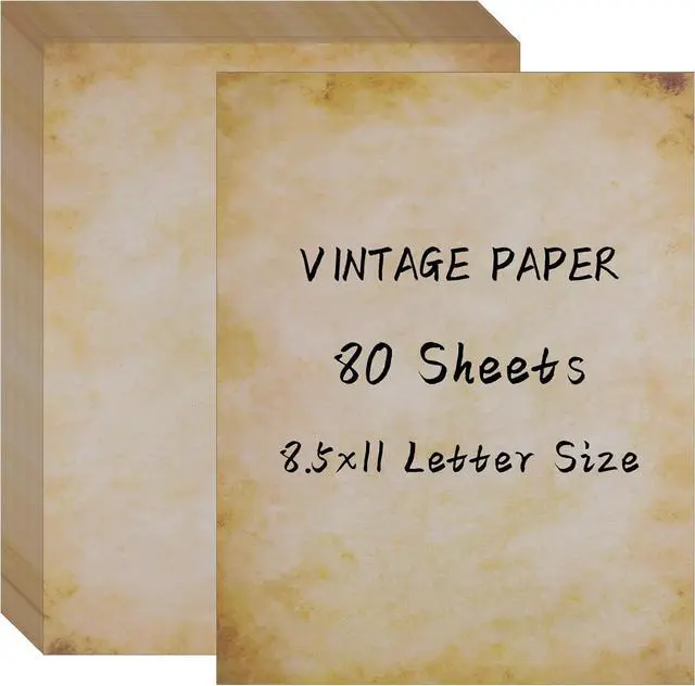 Main image of 80 Sheets Vintage Paper, 8.5"x11" Letter Size Printer Parchment Paper