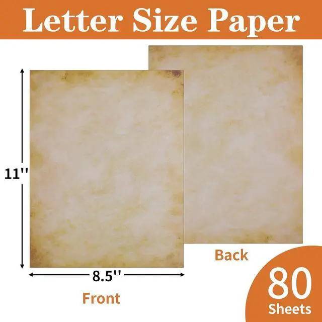 Alt view image 2 of 7 - 80 Sheets Vintage Paper, 8.5"x11" Letter Size Printer Parchment Paper