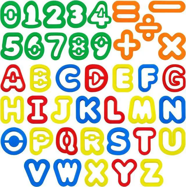 Main image of Dough Tool Set with Dough Alphabet Cutters,Numbers Cutters,Mathematical Symbols,Great Dough Tools for Learning Letters and Numbers