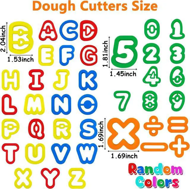 Alt view image 2 of 7 - Dough Tool Set with Dough Alphabet Cutters,Numbers Cutters,Mathematical Symbols,Great Dough Tools for Learning Letters and Numbers