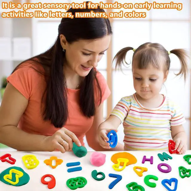 Alt view image 4 of 7 - Dough Tool Set with Dough Alphabet Cutters,Numbers Cutters,Mathematical Symbols,Great Dough Tools for Learning Letters and Numbers