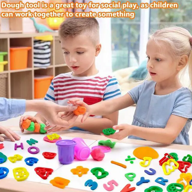 Alt view image 7 of 7 - Dough Tool Set with Dough Alphabet Cutters,Numbers Cutters,Mathematical Symbols,Great Dough Tools for Learning Letters and Numbers