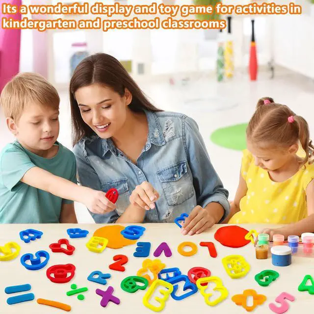 Alt view image 6 of 7 - Dough Tool Set with Dough Alphabet Cutters,Numbers Cutters,Mathematical Symbols,Great Dough Tools for Learning Letters and Numbers