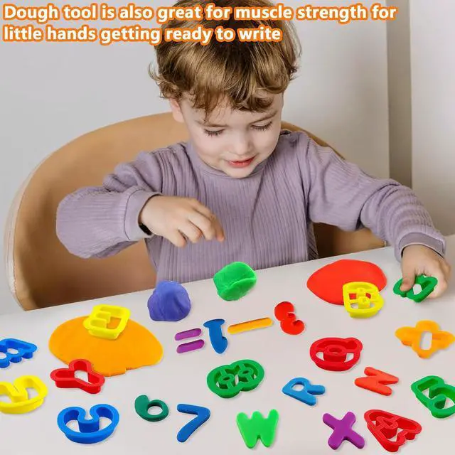 Alt view image 5 of 7 - Dough Tool Set with Dough Alphabet Cutters,Numbers Cutters,Mathematical Symbols,Great Dough Tools for Learning Letters and Numbers