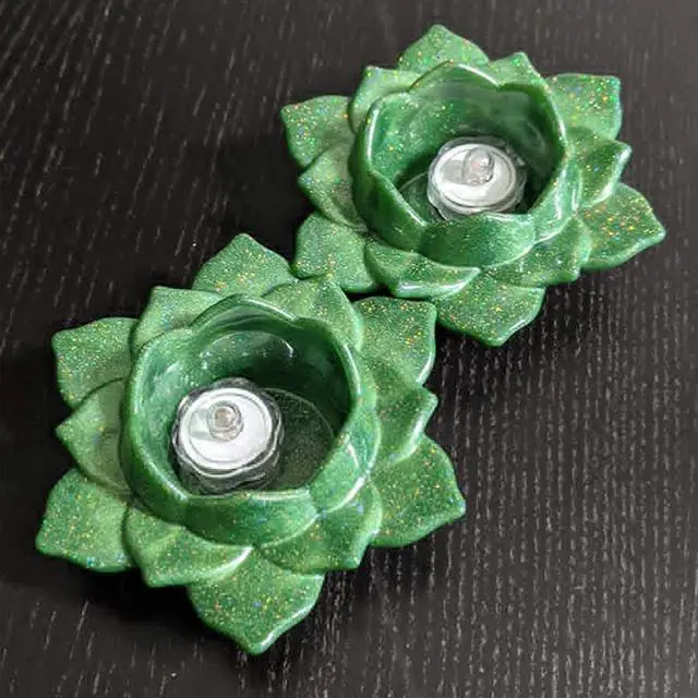 Alt view image 7 of 7 - Palksky Lotus Tealight Candles Holders Resin Mold, Flower Candlestick Epoxy Casting Silicone Molds for DIY Jewelry Box, Trinket Container, Candy Box Home Table Decoration