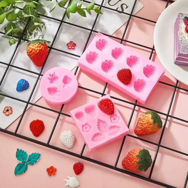 Alt view image 7 of 7 - Cunhill 3 Pcs 3D Strawberry Silicone Chocolate Mold