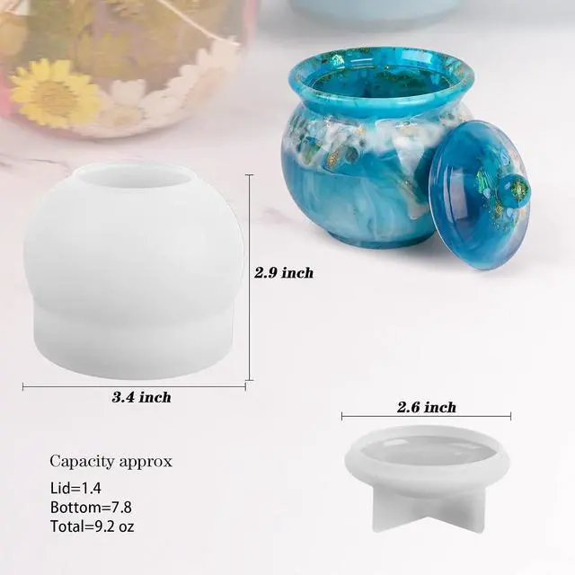 Alt view image 3 of 6 - Actvty Jar Silicone Molds, Jar Resin Molds with Lid, Epoxy Molds for DIY Jewelry Storage Box,Candle Holder,Candy Container, Epoxy Resin Casting Craft Gifts