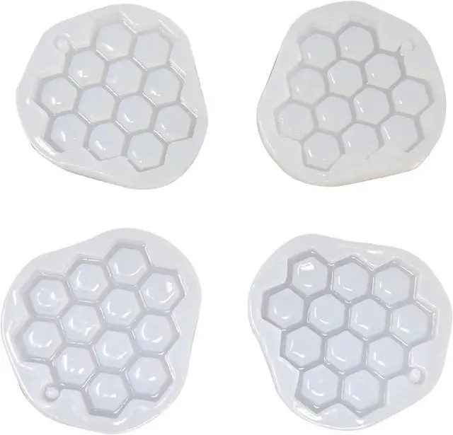 Main image of Honbay 4PCS Cute Bee Hive Silicone Mold Honeycomb Pendant Molds Honeycomb Fondant Molds Chocolate Candy Mold Epoxy Resin Mold (Clear White)