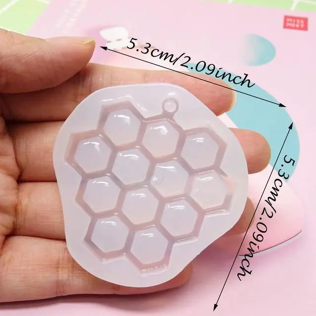 Alt view image 2 of 7 - Honbay 4PCS Cute Bee Hive Silicone Mold Honeycomb Pendant Molds Honeycomb Fondant Molds Chocolate Candy Mold Epoxy Resin Mold (Clear White)