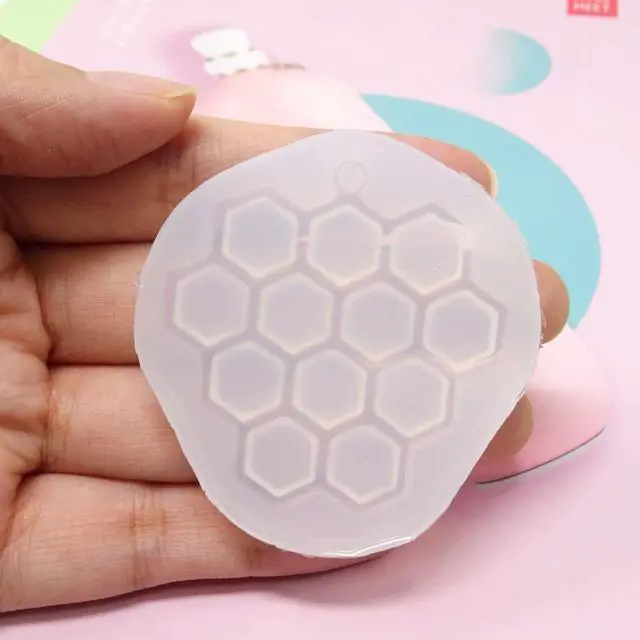 Alt view image 3 of 7 - Honbay 4PCS Cute Bee Hive Silicone Mold Honeycomb Pendant Molds Honeycomb Fondant Molds Chocolate Candy Mold Epoxy Resin Mold (Clear White)