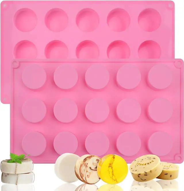 Main image of Sakolla 2 Pack Cylinder Silicone Soap Molds, 15 Cavity Mini Round Silicone Molds for Handmade Soap, Lotion Bars, Bath Bombs, Chocolate, Cake