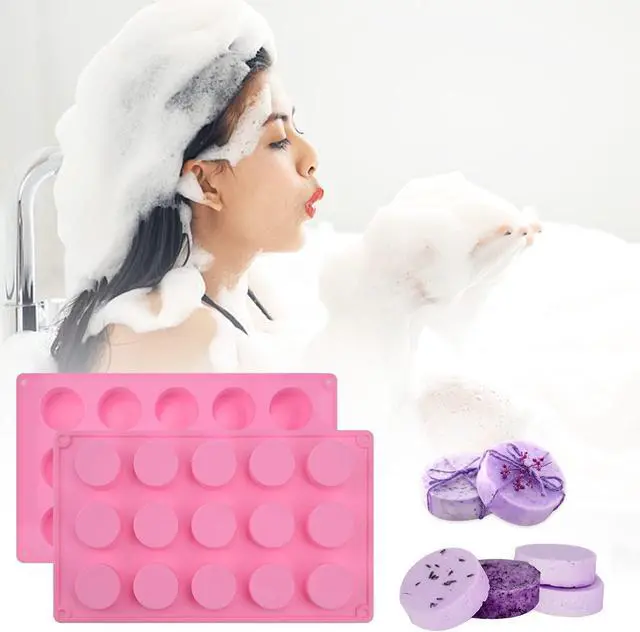 Alt view image 5 of 7 - Sakolla 2 Pack Cylinder Silicone Soap Molds, 15 Cavity Mini Round Silicone Molds for Handmade Soap, Lotion Bars, Bath Bombs, Chocolate, Cake