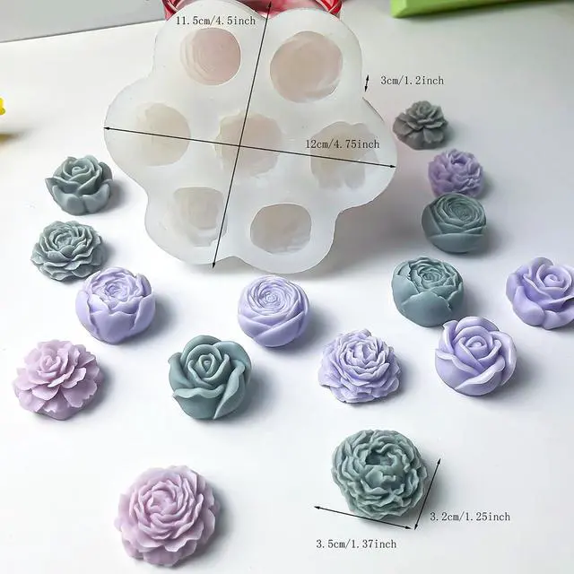 Alt view image 2 of 4 - 7 Cavities Flower Mold - Multiple Style - Soap & Candle Mold - Silicone 3D Molds for Candy & Home Decor - Resin Casting & Making Molds