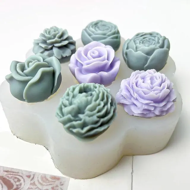 Alt view image 3 of 4 - 7 Cavities Flower Mold - Multiple Style - Soap & Candle Mold - Silicone 3D Molds for Candy & Home Decor - Resin Casting & Making Molds