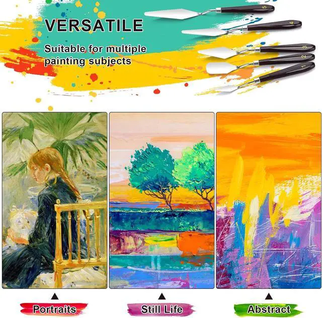 Alt view image 4 of 7 - 5 Piece Palette knifes Painting Knife Set Supplies for Oil, Acrylic Paint,Cake Decorating,Stainless Steel Pallet Knife Paint Knife Art Spatula for Various Types of Painting,ColorMixing,Smearing