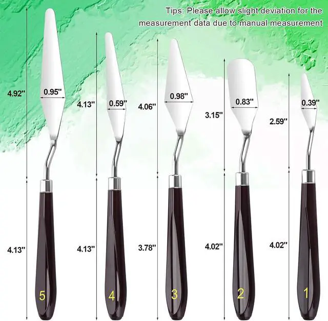 Alt view image 2 of 7 - 5 Piece Palette knifes Painting Knife Set Supplies for Oil, Acrylic Paint,Cake Decorating,Stainless Steel Pallet Knife Paint Knife Art Spatula for Various Types of Painting,ColorMixing,Smearing