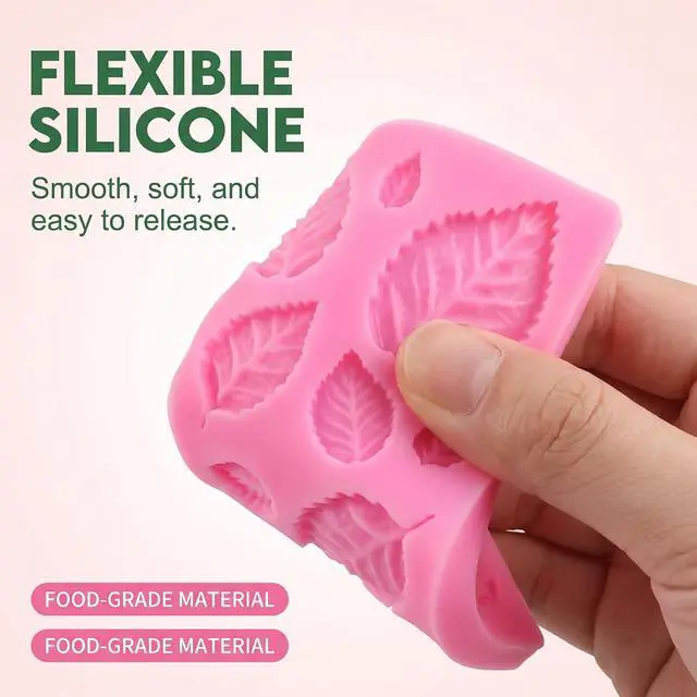 Alt view image 4 of 7 - 3D Small Leaf Molds Silicone for Sugar Paste, Chocolate, Fondant, Butter, Resin, Polymer Clay, Wax, Soap, Crafting Projects and Cake Decoration Decorating, 3Pcs