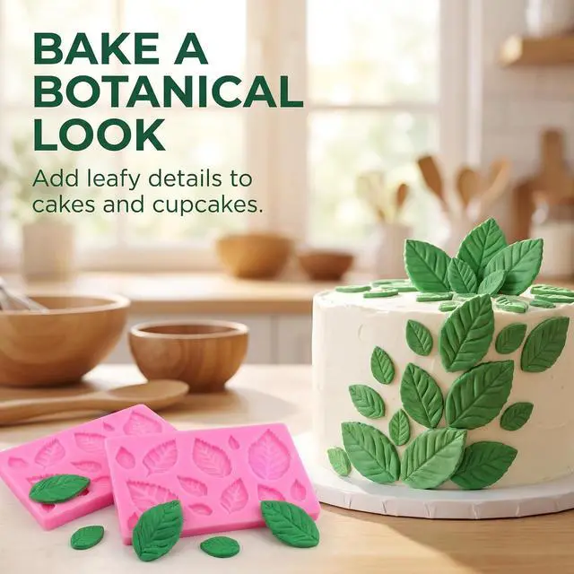 Alt view image 5 of 7 - 3D Small Leaf Molds Silicone for Sugar Paste, Chocolate, Fondant, Butter, Resin, Polymer Clay, Wax, Soap, Crafting Projects and Cake Decoration Decorating, 3Pcs