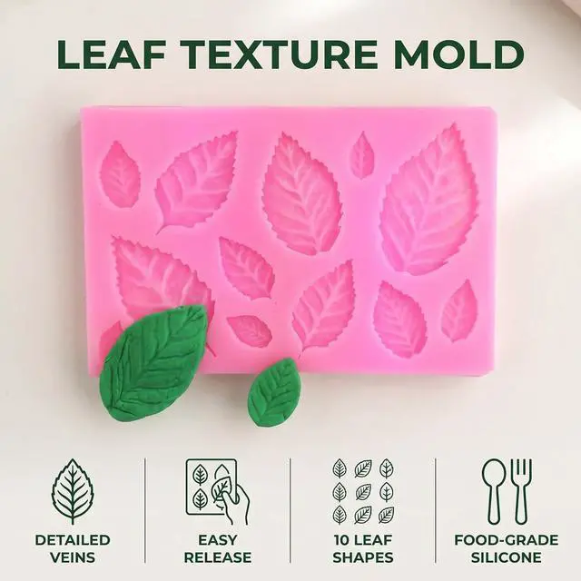 Alt view image 7 of 7 - 3D Small Leaf Molds Silicone for Sugar Paste, Chocolate, Fondant, Butter, Resin, Polymer Clay, Wax, Soap, Crafting Projects and Cake Decoration Decorating, 3Pcs