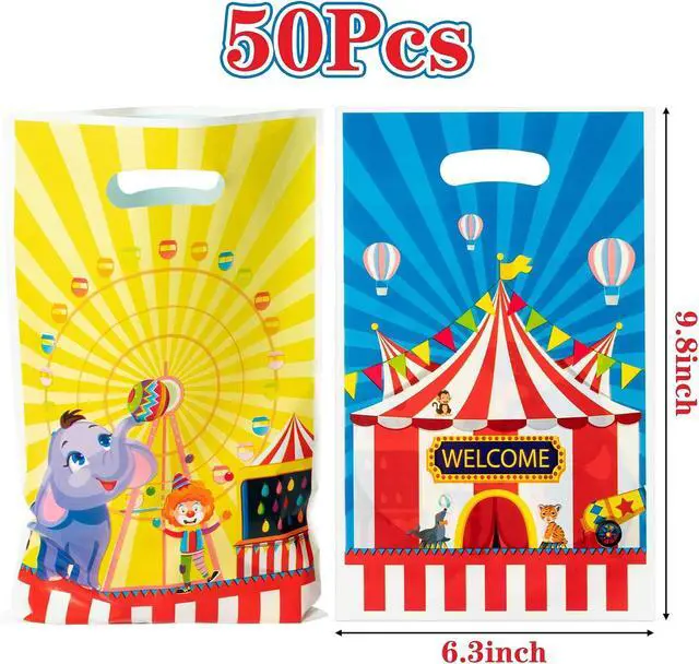 Alt view image 2 of 6 - AwserTantue Carnival Gift Wrap Bag Circus Mardi Gras Goodie Candy Treat Bag