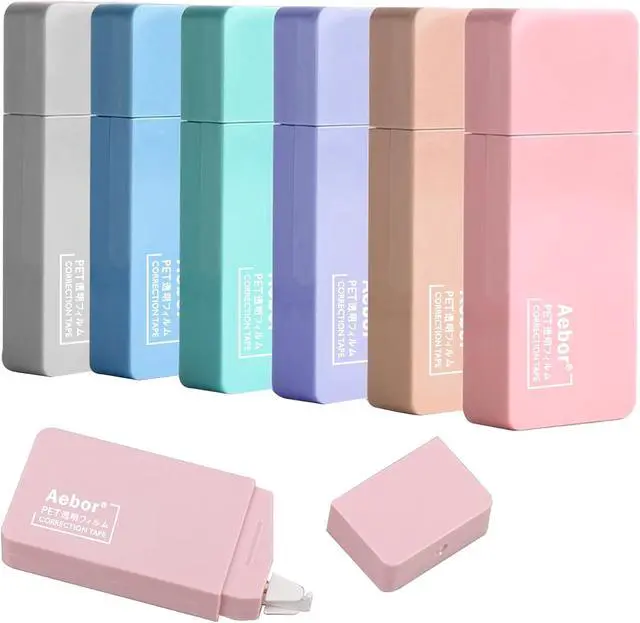 Main image of 6 Pack Correction Tape Cute White Tape Macaron Color Correction Tape, Easy To Use Applicator for Instant Corrections for Students,Office Workers