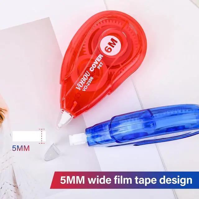 Alt view image 3 of 7 - Vobou White Correction Tape, Easy To Use Applicator for Instant Corrections Wrong Writing At Any Time, For school, Office (Red and Blue, 12pack, 6M/256" x 0.2")